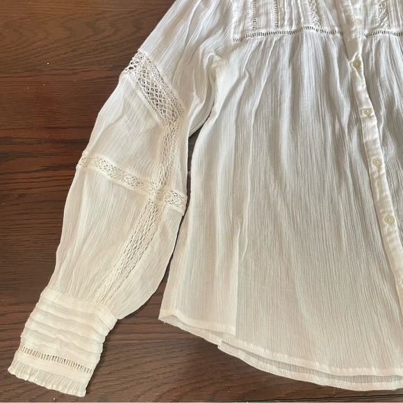 Free People Long Sleeve Button Down Gauze Top M - Picture 7 of 9